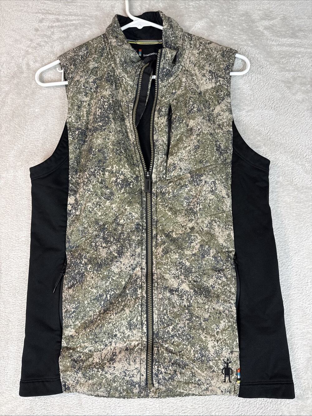SMARTWOOL SMARTLOFT VEST $160 S camo merino DWR Full Zip Pockets Logo Stretch